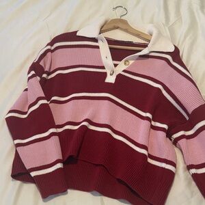 Rugby Polo Sweater Red Striped